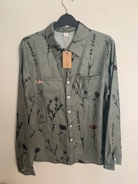 Light Sage Floral Button-Down Shirt by Banana Republic